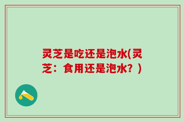 灵芝是吃还是泡水(灵芝：食用还是泡水？)