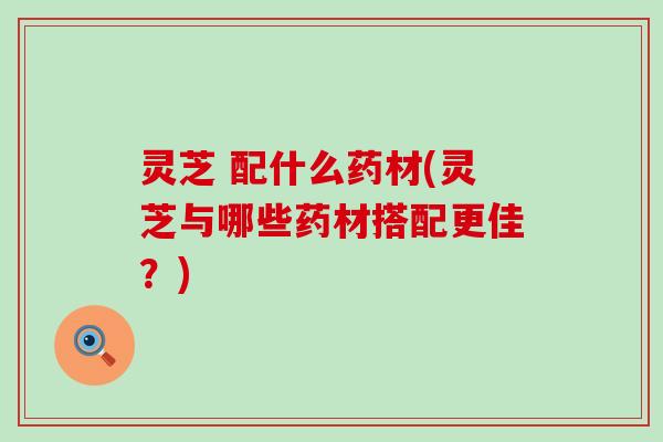 灵芝 配什么药材(灵芝与哪些药材搭配更佳？)