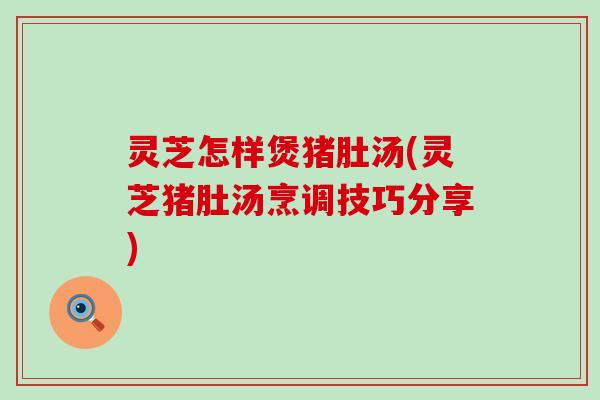 灵芝怎样煲猪肚汤(灵芝猪肚汤烹调技巧分享)
