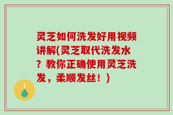 灵芝如何洗发好用视频讲解(灵芝取代洗发水？教你正确使用灵芝洗发，柔顺发丝！)