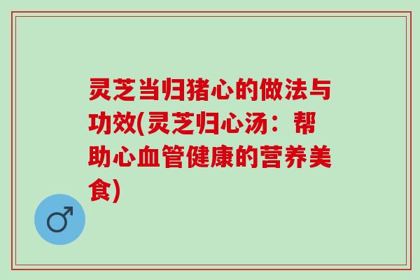 灵芝当归猪心的做法与功效(灵芝归心汤：帮助心血管健康的营养美食)