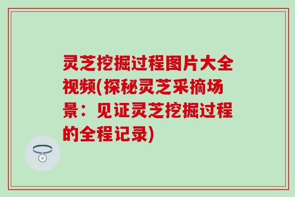 灵芝挖掘过程图片大全视频(探秘灵芝采摘场景：见证灵芝挖掘过程的全程记录)