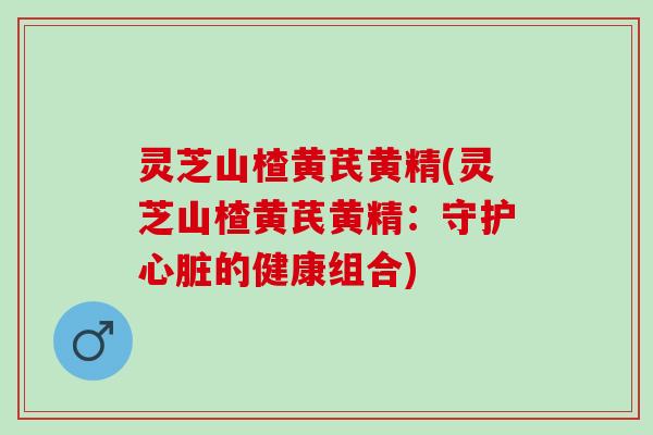 灵芝山楂黄芪黄精(灵芝山楂黄芪黄精：守护心脏的健康组合)