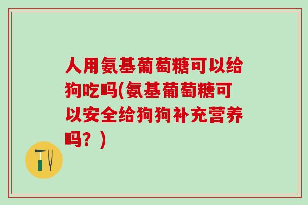人用氨基葡萄糖可以给狗吃吗(氨基葡萄糖可以安全给狗狗补充营养吗？)
