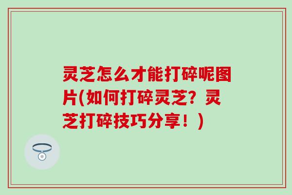 灵芝怎么才能打碎呢图片(如何打碎灵芝？灵芝打碎技巧分享！)