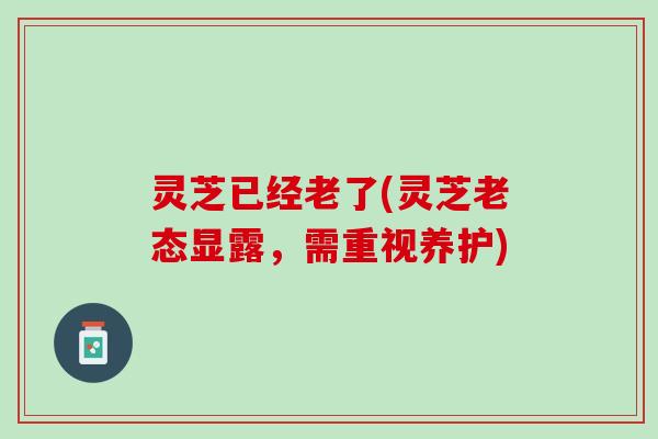 灵芝已经老了(灵芝老态显露，需重视养护)