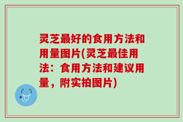 灵芝最好的食用方法和用量图片(灵芝最佳用法：食用方法和建议用量，附实拍图片)