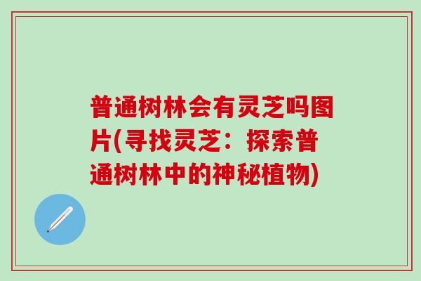 普通树林会有灵芝吗图片(寻找灵芝：探索普通树林中的神秘植物)