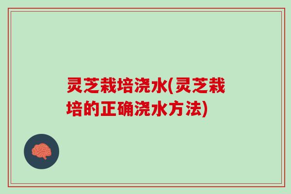 灵芝栽培浇水(灵芝栽培的正确浇水方法)