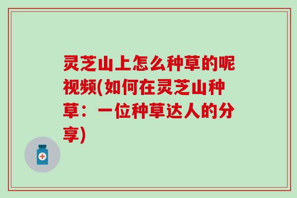 灵芝山上怎么种草的呢视频(如何在灵芝山种草:一位种草达人的分享) 灵芝山上怎么种草的呢视频(如何在灵芝山种草:一位种草达人的分享)