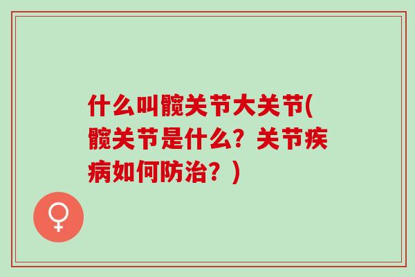 什么叫髋关节大关节(髋关节是什么？关节疾病如何防治？)