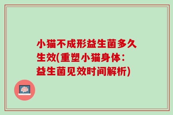 小猫不成形益生菌多久生效(重塑小猫身体：益生菌见效时间解析)