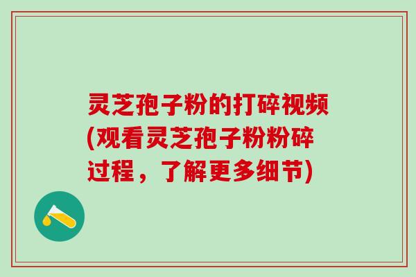 灵芝孢子粉的打碎视频(观看灵芝孢子粉粉碎过程，了解更多细节)