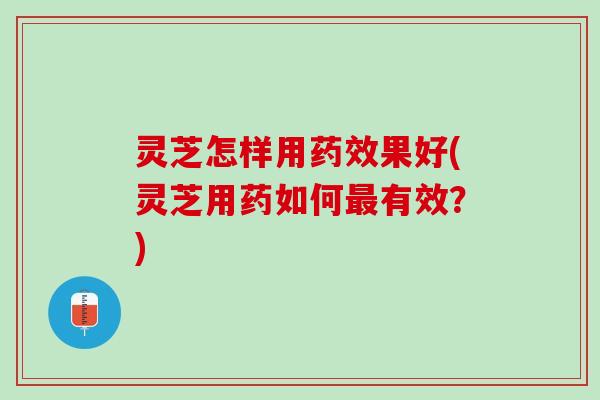灵芝怎样用药效果好(灵芝用药如何最有效？)