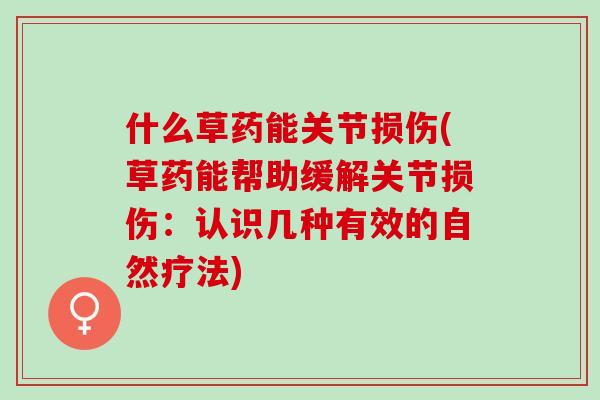 什么草药能关节损伤(草药能帮助缓解关节损伤：认识几种有效的自然疗法)