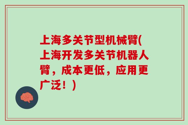 上海多关节型机械臂(上海开发多关节机器人臂，成本更低，应用更广泛！)
