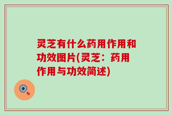 灵芝有什么药用作用和功效图片(灵芝：药用作用与功效简述)