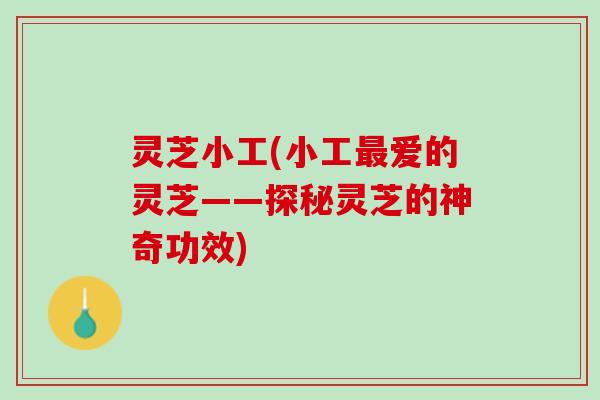 灵芝小工(小工最爱的灵芝——探秘灵芝的神奇功效)