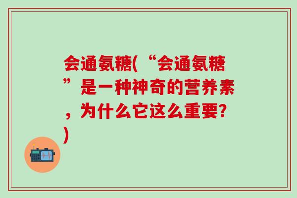 会通氨糖(“会通氨糖”是一种神奇的营养素，为什么它这么重要？)