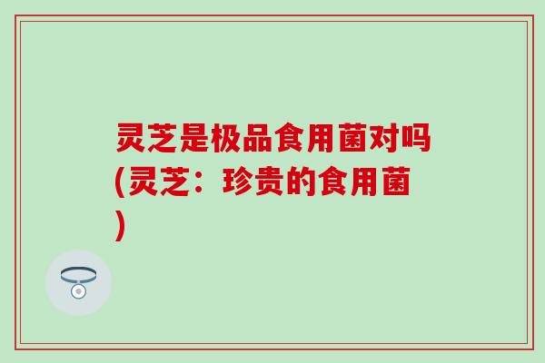 灵芝是极品食用菌对吗(灵芝：珍贵的食用菌)