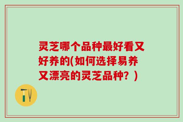 灵芝哪个品种最好看又好养的(如何选择易养又漂亮的灵芝品种？)
