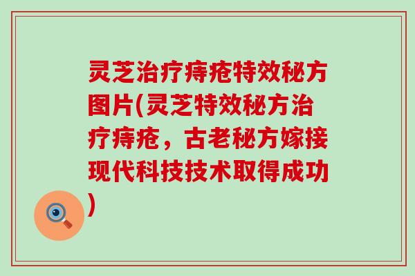 灵芝治疗痔疮特效秘方图片(灵芝特效秘方治疗痔疮，古老秘方嫁接现代科技技术取得成功)