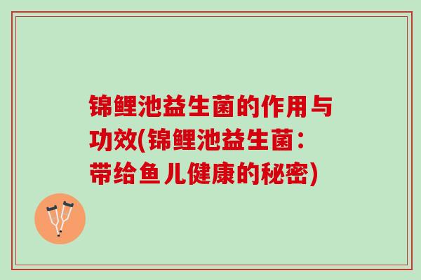 锦鲤池益生菌的作用与功效(锦鲤池益生菌：带给鱼儿健康的秘密)