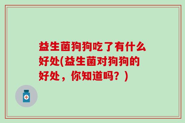 益生菌狗狗吃了有什么好处(益生菌对狗狗的好处，你知道吗？)