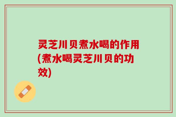 灵芝川贝煮水喝的作用(煮水喝灵芝川贝的功效)