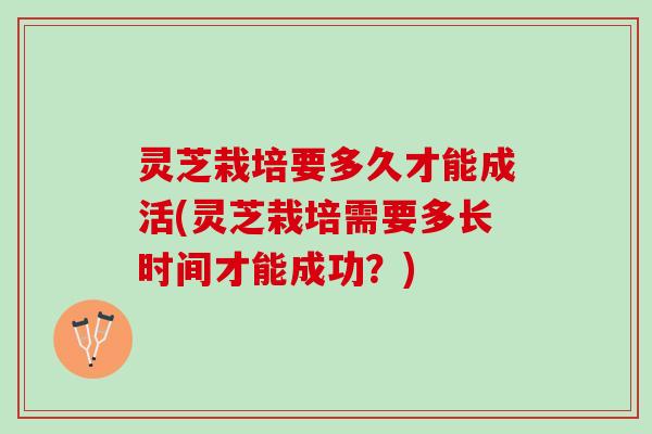 灵芝栽培要多久才能成活(灵芝栽培需要多长时间才能成功？)