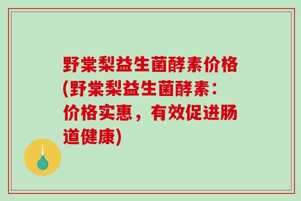 野棠梨益生菌酵素价格(野棠梨益生菌酵素：价格实惠，有效促进肠道健康)