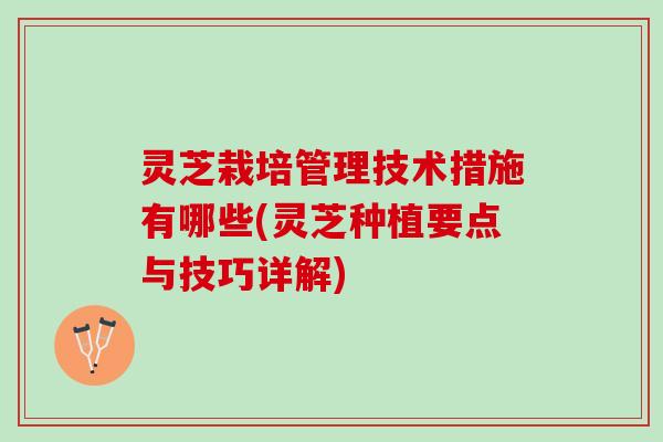 灵芝栽培管理技术措施有哪些(灵芝种植要点与技巧详解)