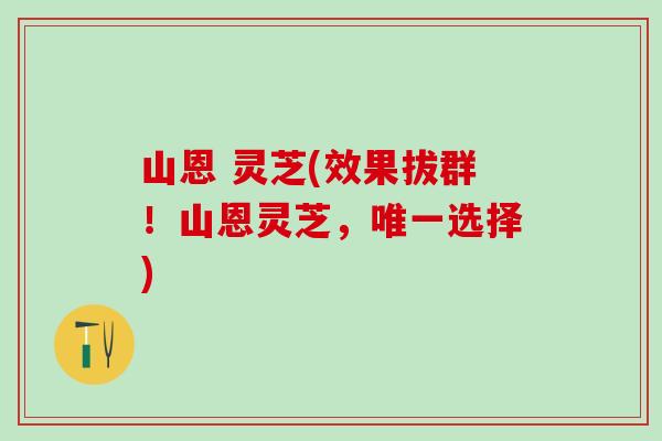 山恩 灵芝(效果拔群！山恩灵芝，唯一选择)