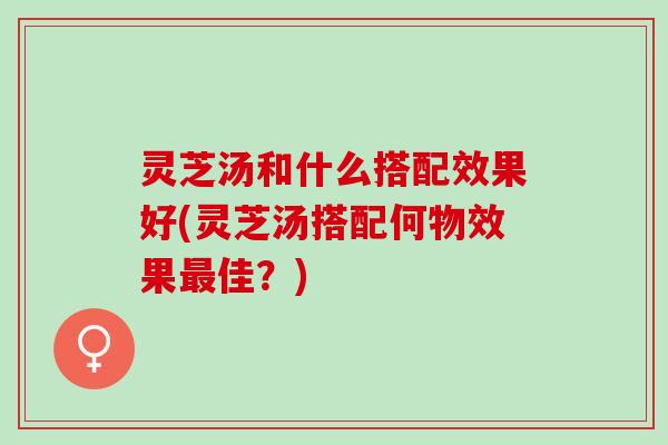 灵芝汤和什么搭配效果好(灵芝汤搭配何物效果最佳？)