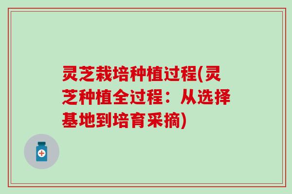 灵芝栽培种植过程(灵芝种植全过程：从选择基地到培育采摘)