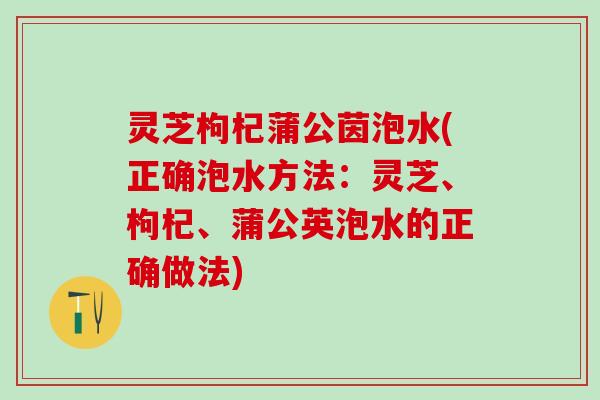 灵芝枸杞蒲公茵泡水(正确泡水方法：灵芝、枸杞、蒲公英泡水的正确做法)