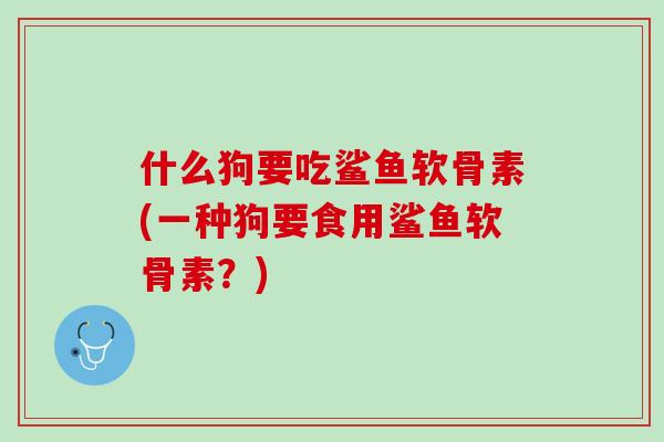 什么狗要吃鲨鱼软骨素(一种狗要食用鲨鱼软骨素？)