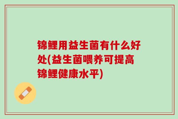 锦鲤用益生菌有什么好处(益生菌喂养可提高锦鲤健康水平)