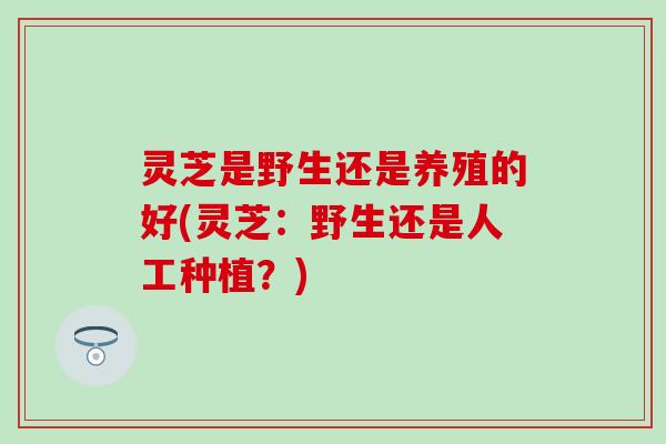 灵芝是野生还是养殖的好(灵芝：野生还是人工种植？)