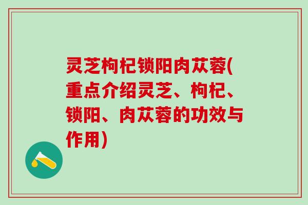 灵芝枸杞锁阳肉苁蓉(重点介绍灵芝、枸杞、锁阳、肉苁蓉的功效与作用)
