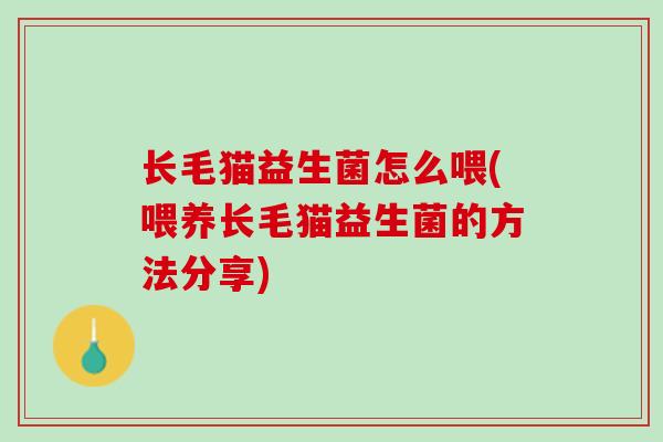 长毛猫益生菌怎么喂(喂养长毛猫益生菌的方法分享)