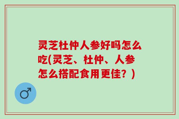 灵芝杜仲人参好吗怎么吃(灵芝、杜仲、人参怎么搭配食用更佳？)