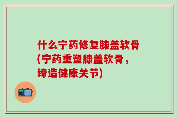 什么宁药修复膝盖软骨(宁药重塑膝盖软骨，缔造健康关节)