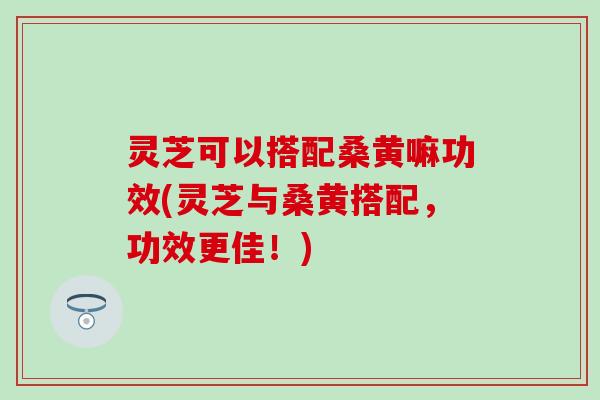 灵芝可以搭配桑黄嘛功效(灵芝与桑黄搭配,功效更佳!) 灵芝可以搭配桑黄嘛功效(灵芝与桑黄搭配,功效更佳!)