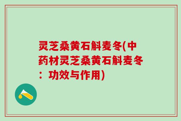 灵芝桑黄石斛麦冬(中药材灵芝桑黄石斛麦冬：功效与作用)