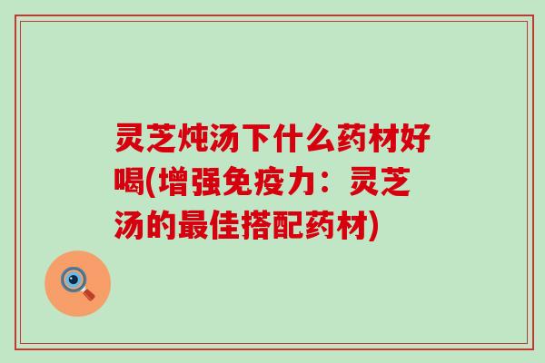 灵芝炖汤下什么药材好喝(增强免疫力：灵芝汤的最佳搭配药材)