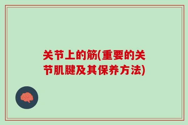 关节上的筋(重要的关节肌腱及其保养方法)