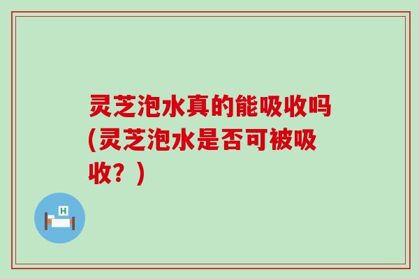 灵芝泡水真的能吸收吗(灵芝泡水是否可被吸收？)