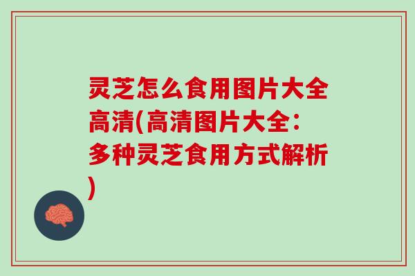 灵芝怎么食用图片大全高清(高清图片大全：多种灵芝食用方式解析)