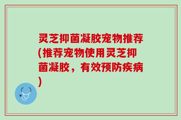 灵芝抑菌凝胶宠物推荐(推荐宠物使用灵芝抑菌凝胶，有效预防疾病)